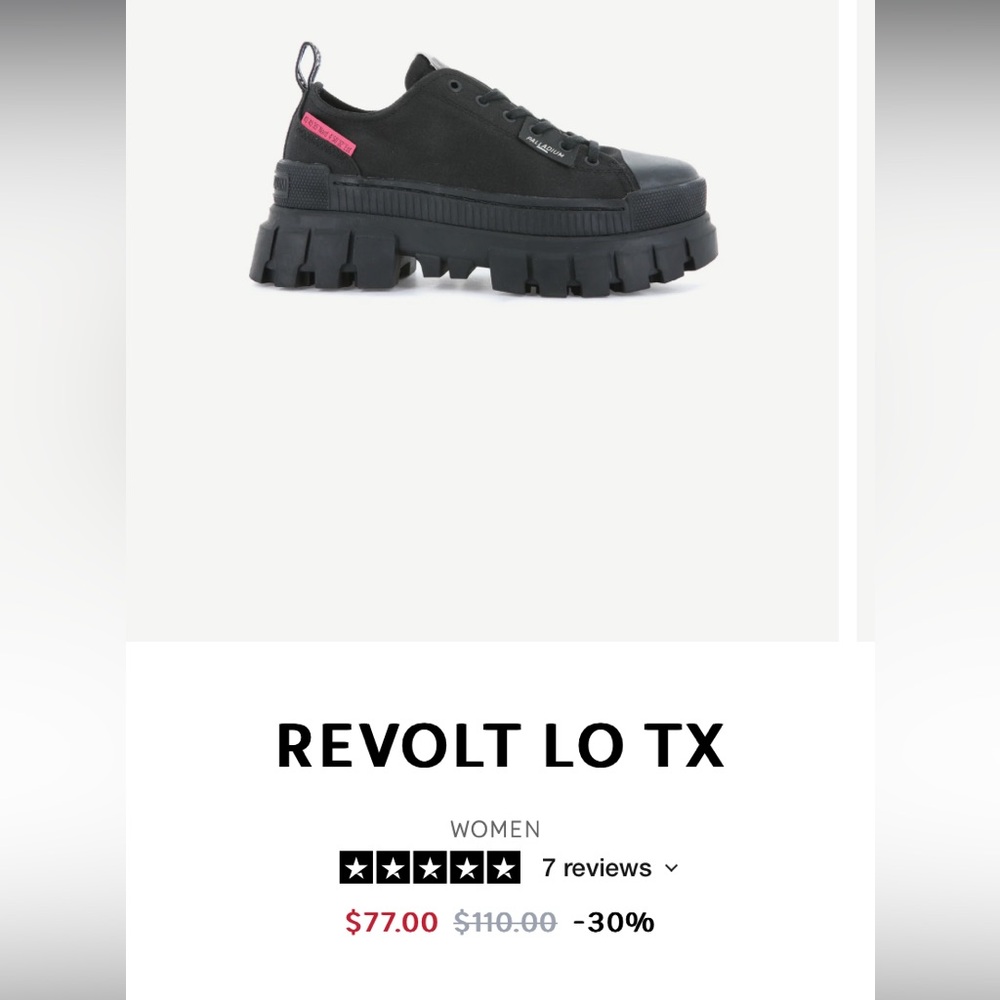 Palladium Revolt Low black short chunky shoes NEW